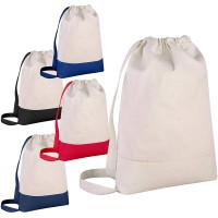 Wholesale Custom Durable Cotton Canvas Backpack Bags Sports Gym Sack packs with Adjustable Straps Laundry Drawstring Bag