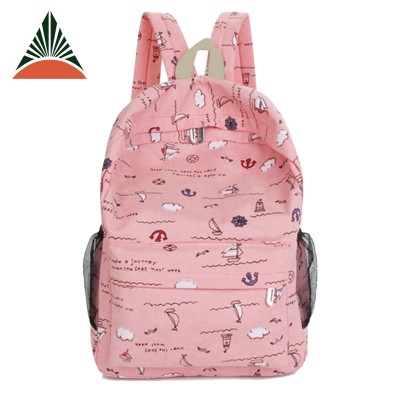 Custom Stylish Pink 12OZ Canvas School Bag For Girls