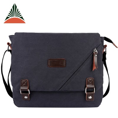 Fashion Dark Gray Men Canvas Messenger Shoulder Laptop Satchel Bag